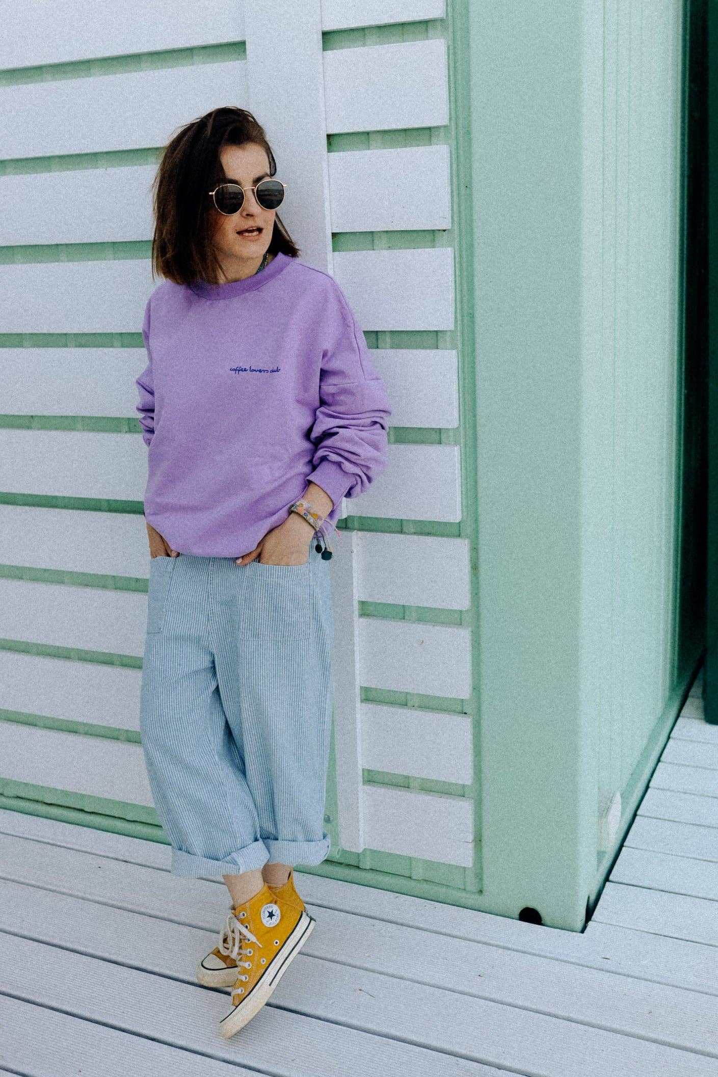 BIG COFFEE LOVER auf lila - SWEATSHIRT Dont grow up