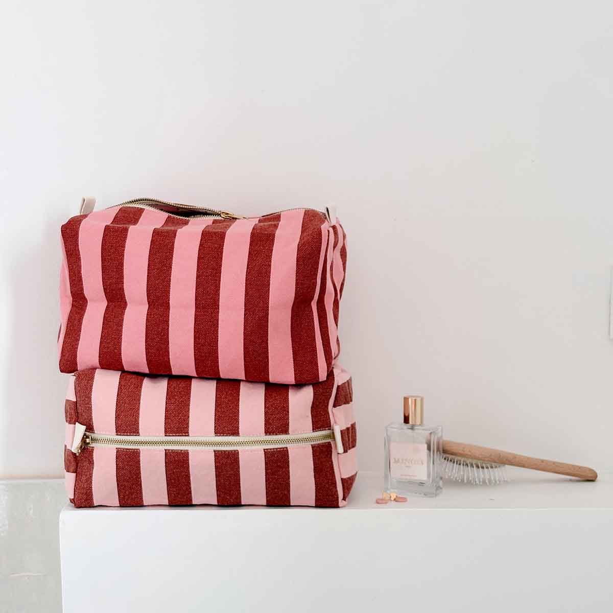 Kulturbeutel VIC GESTREIFT ZIEGEL / ROSA Rose in April