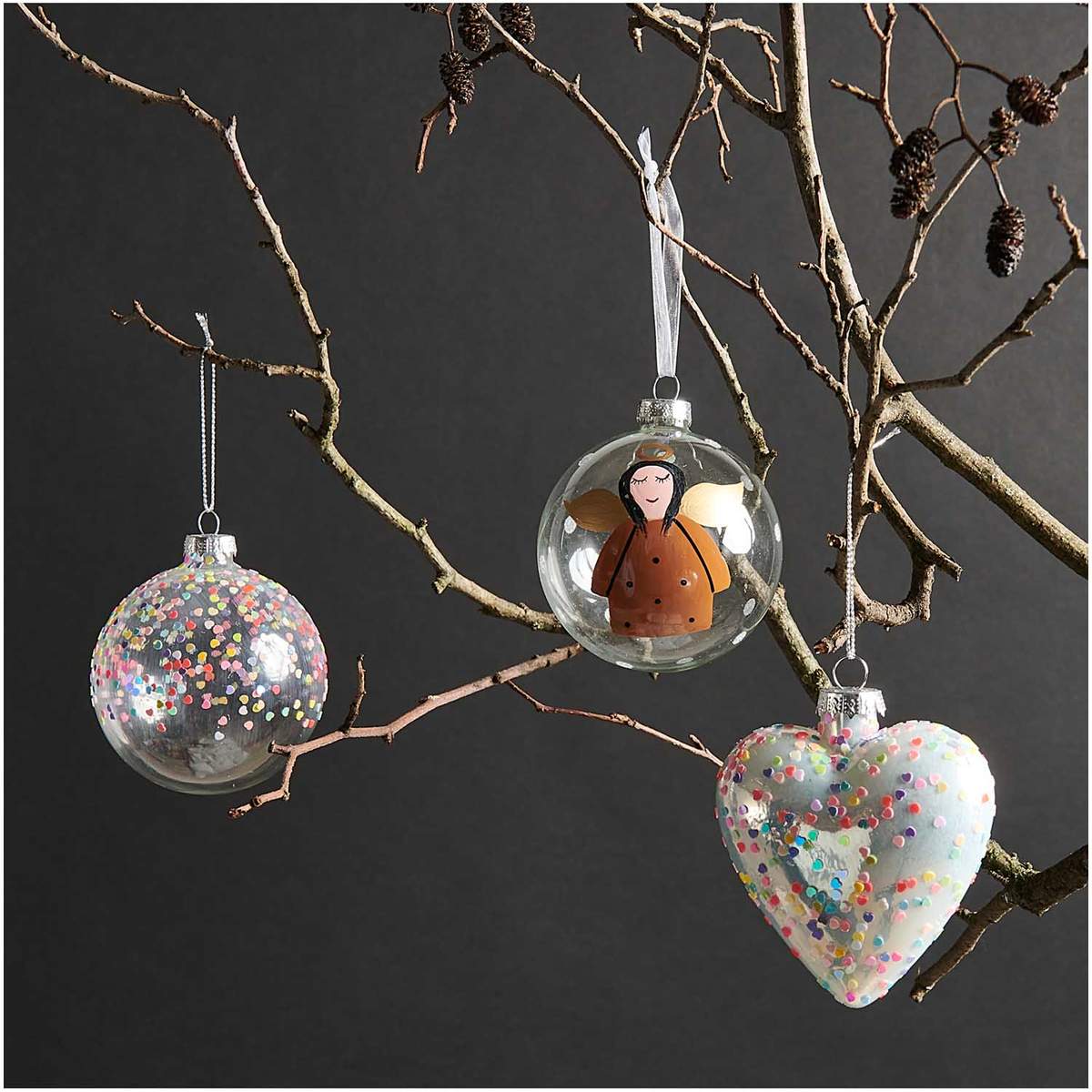 Weihnachtsbaumkugel GlasHerz Konfetti RicoDesign