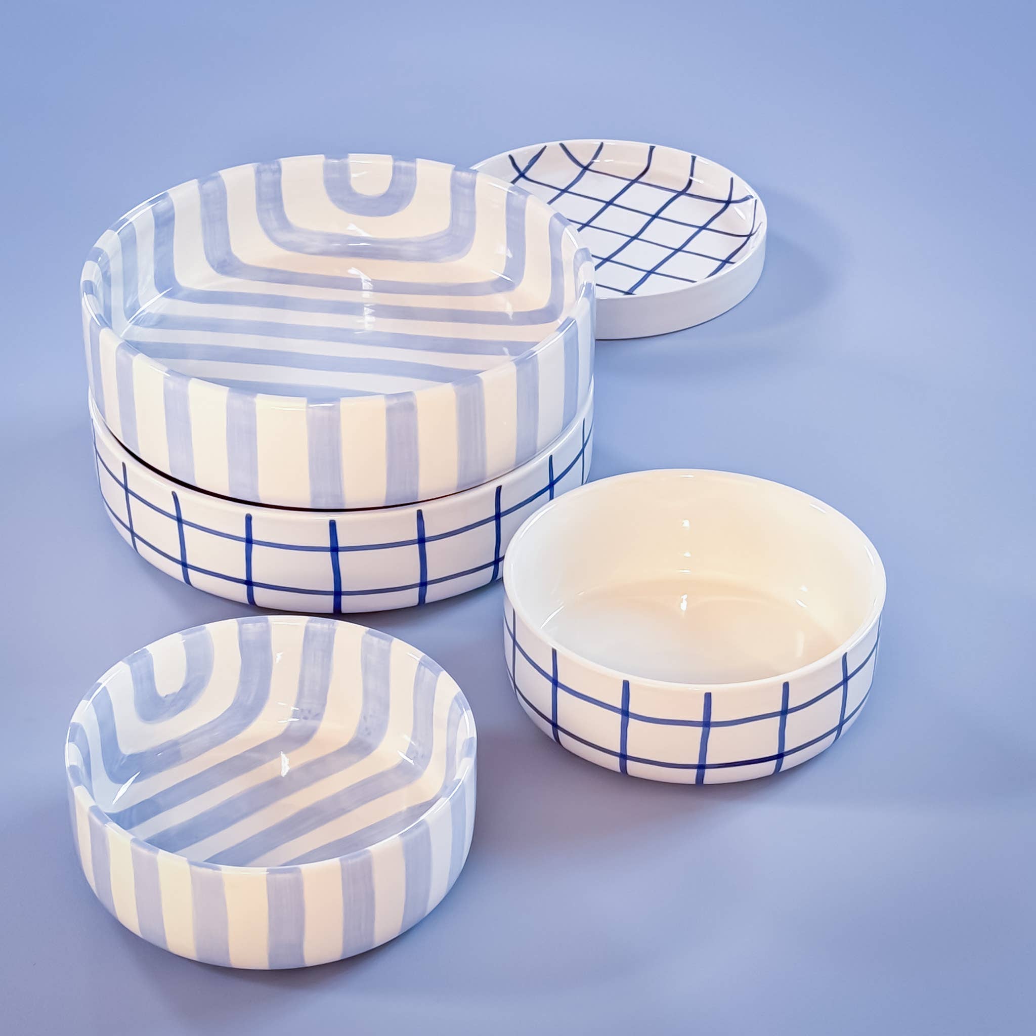Magazin Minori Schale gross Stripes - morning azzurro