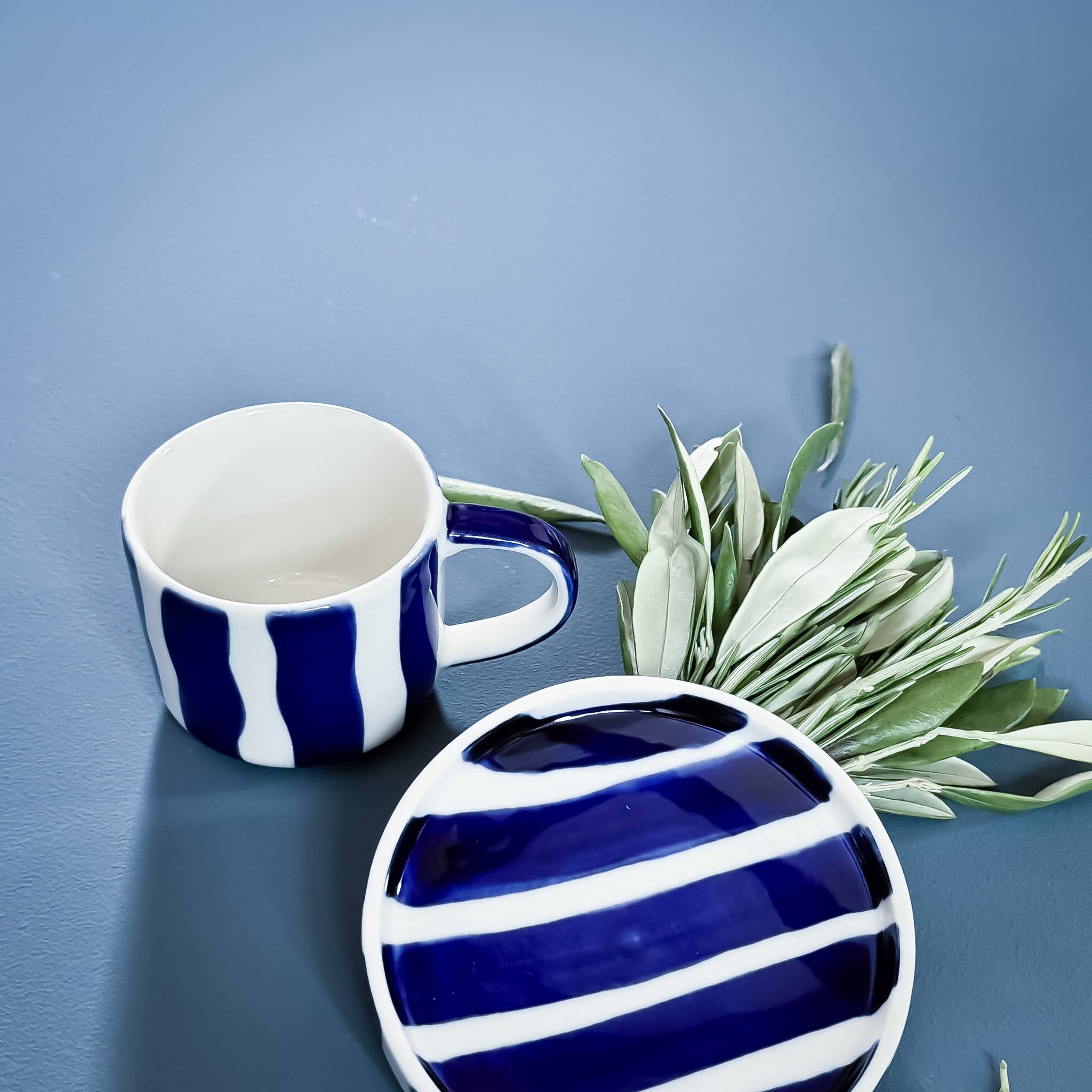 Espresso Stripes - mare blue (2er Set - 4 Teile)