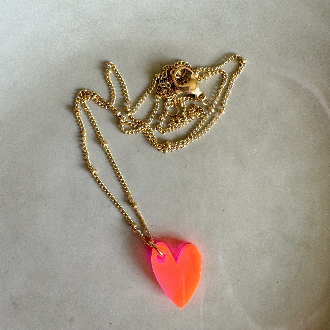 vanMauZ - Kette Lume Charms | Herz Neon Pink Gold