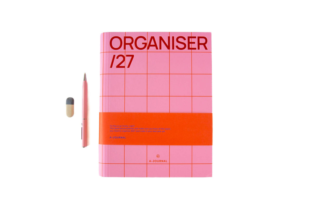 A-Journal - A-Journal Spiral-Tagebuch – Organizer 2027 – kariert Pink-Rot (Kopie)