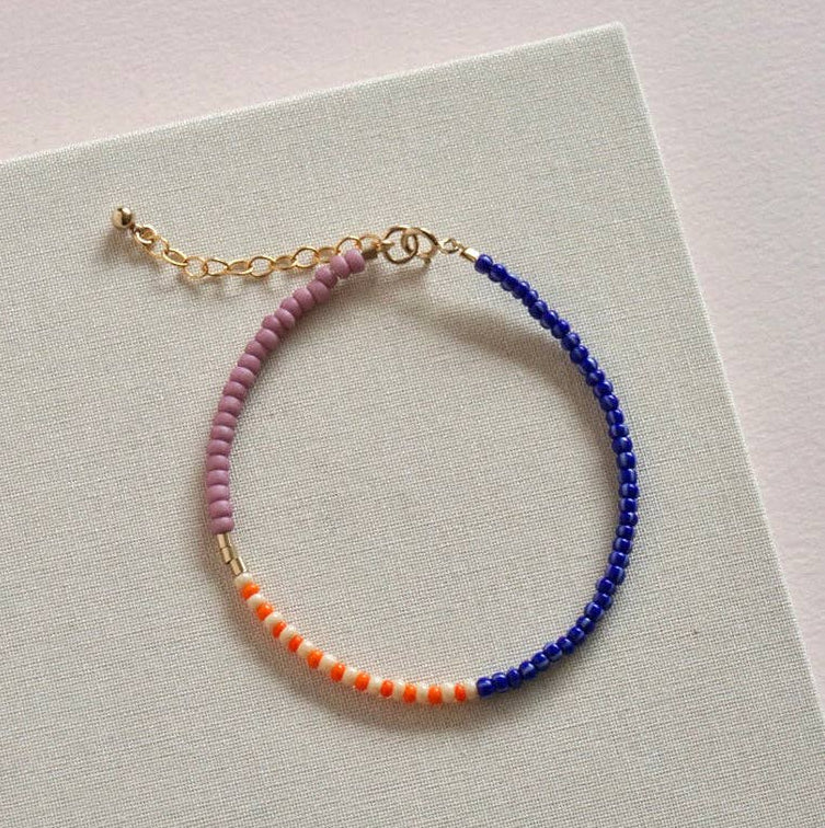 Perlenarmband LENTE - deep blue - clementine - raspberry