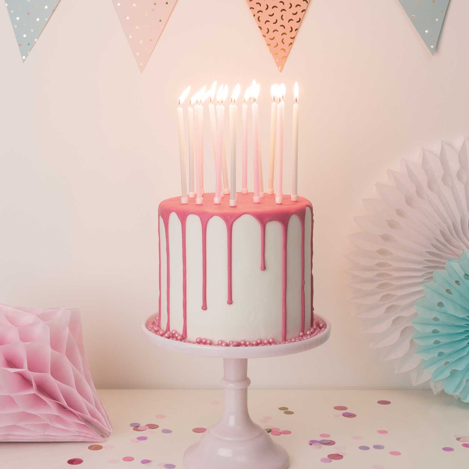 Party Kerzen 'Pastell' Geburtstagskerzen Kuchenkerzen