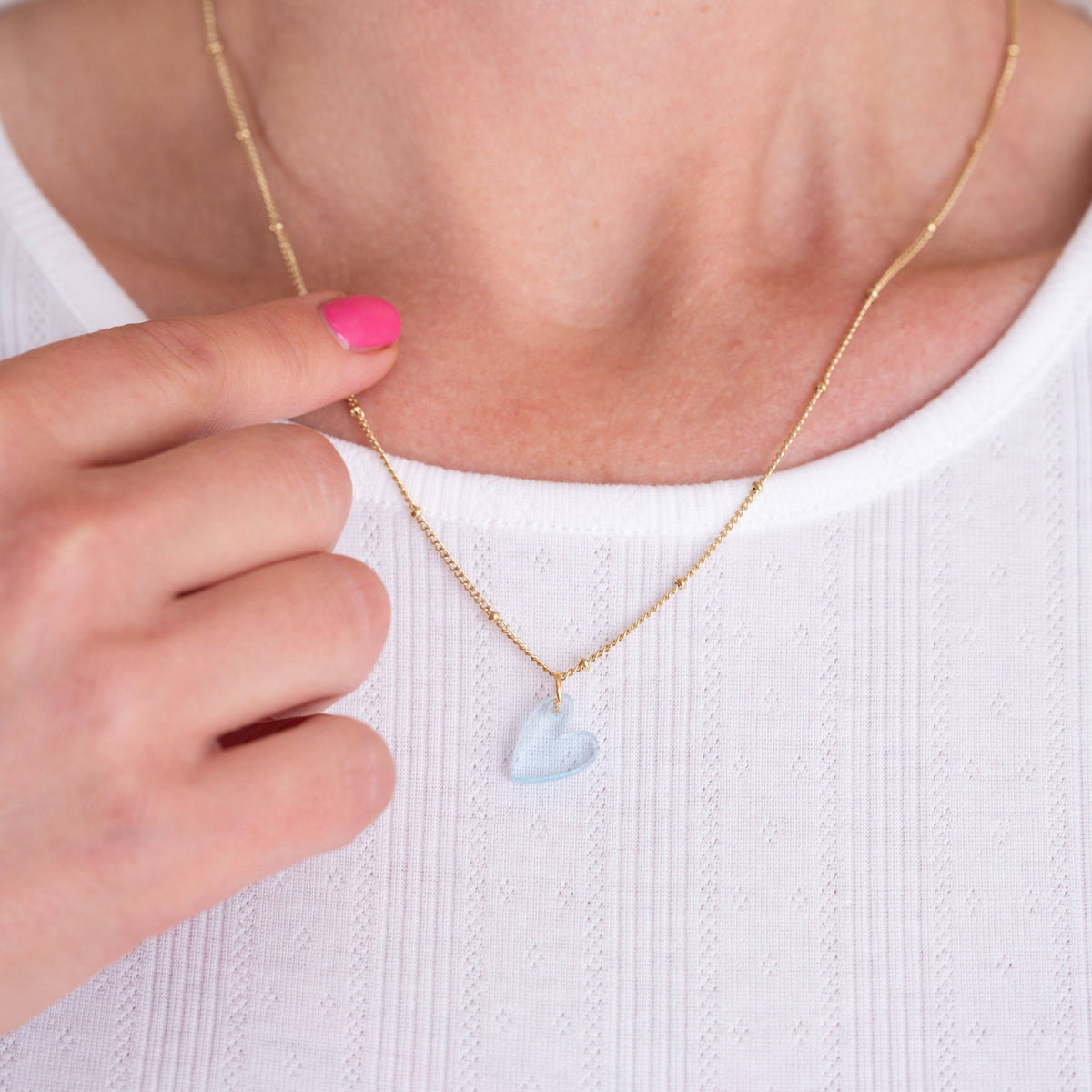vanMauZ - Kette Lume Charms | Herz Neonblau Gold