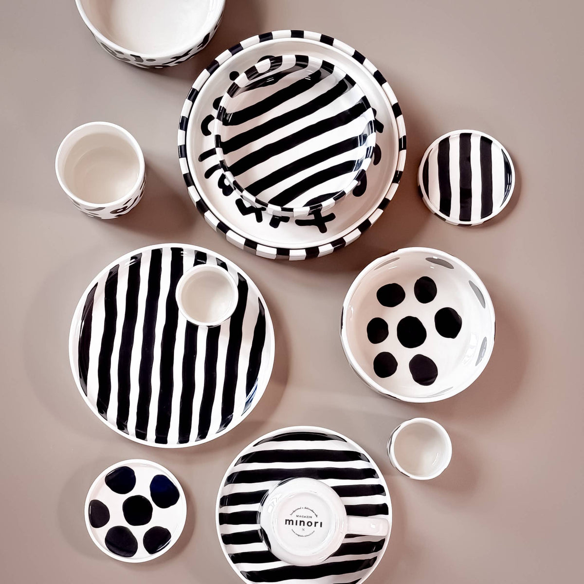 Magazin Minori - Espresso Stripes - vulcano black (2er Set - 4 Teile)