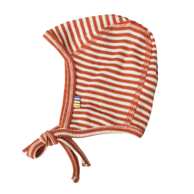Joha Baby Mütze Wolle Seide 'Rot gestreift'