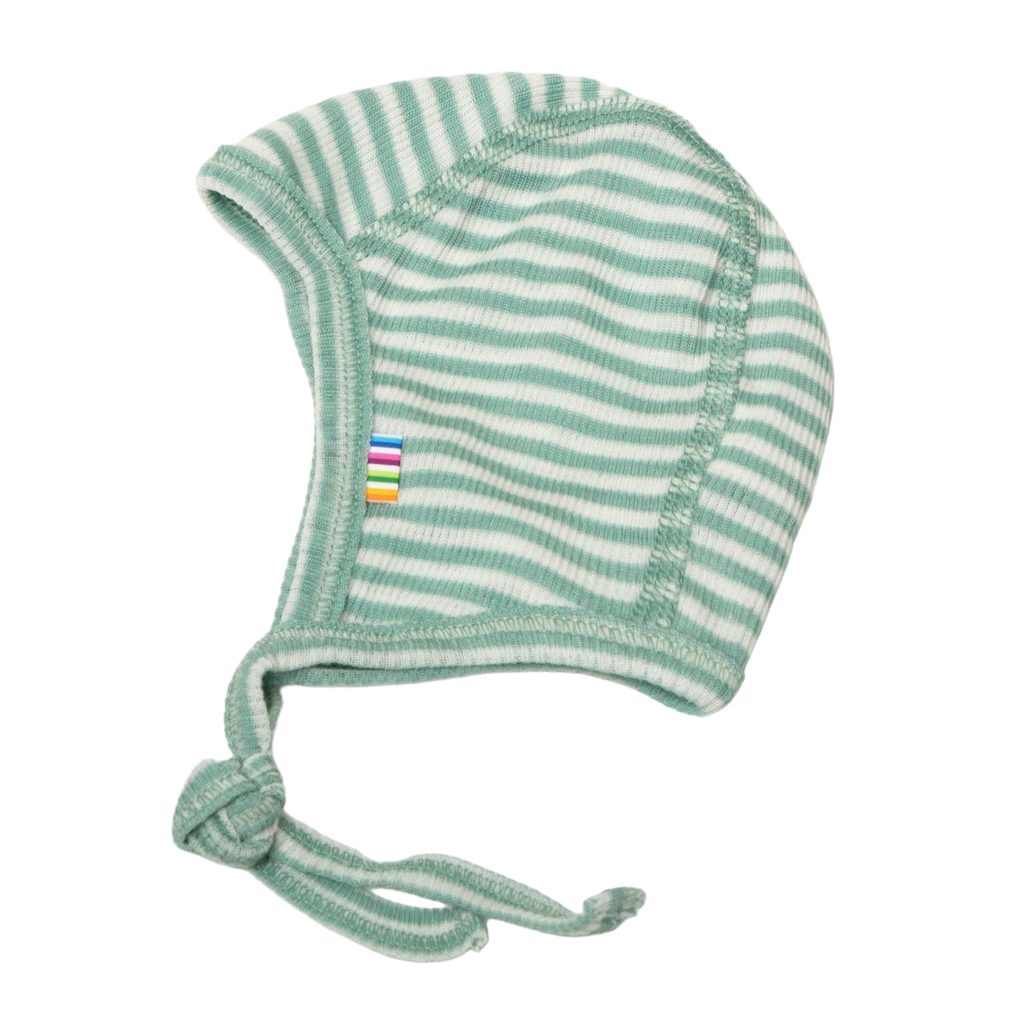 Joha Baby Mütze Wolle Seide ' mint gestreift'