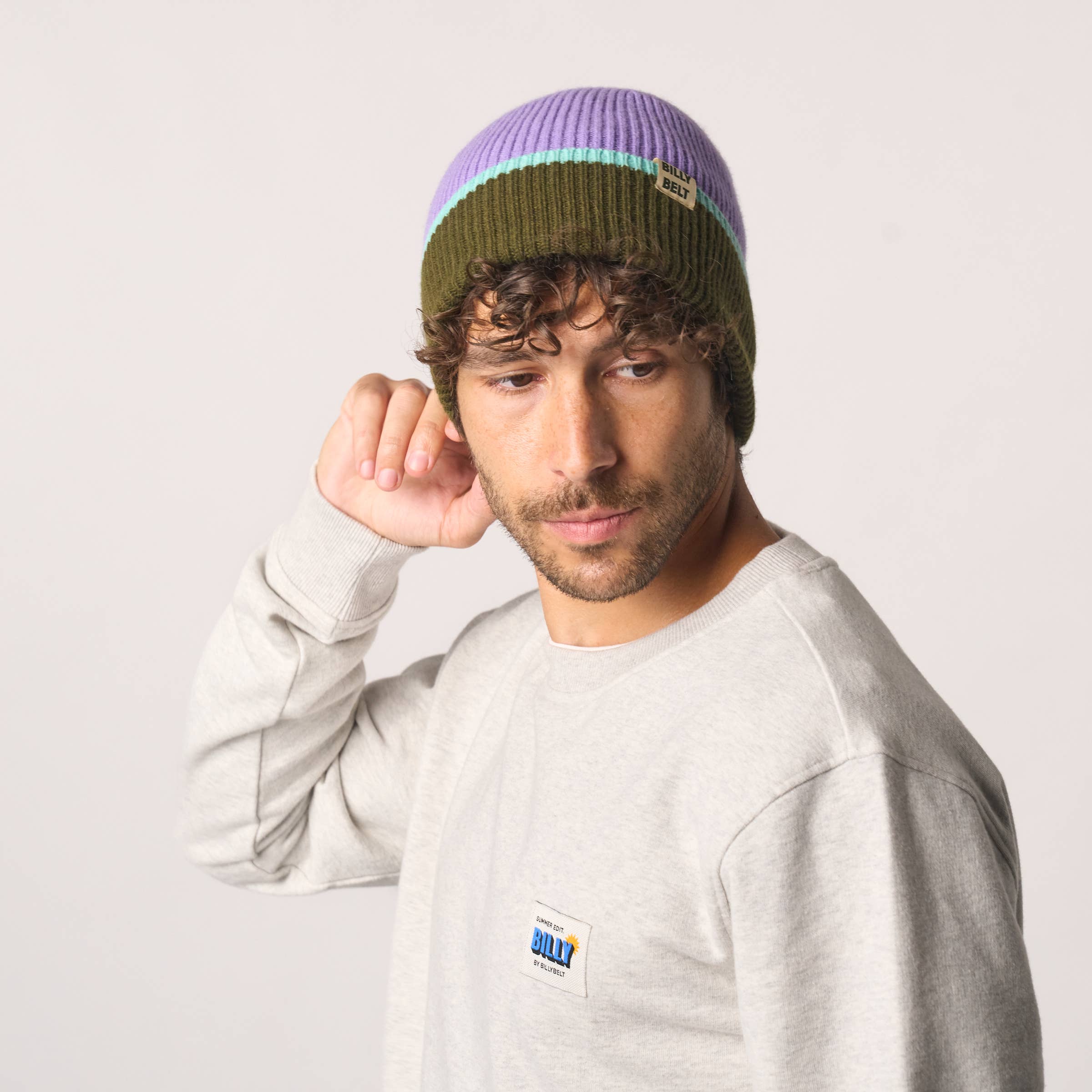 BILLYBELT - Wollmütze, Beanie - Violett, Khaki & Minzgrün