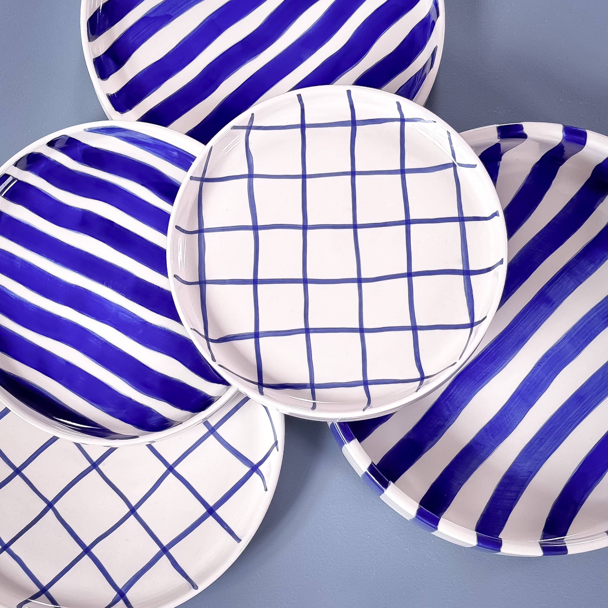 Espresso Grid - mare blue (2er Set - 4 Teile)
