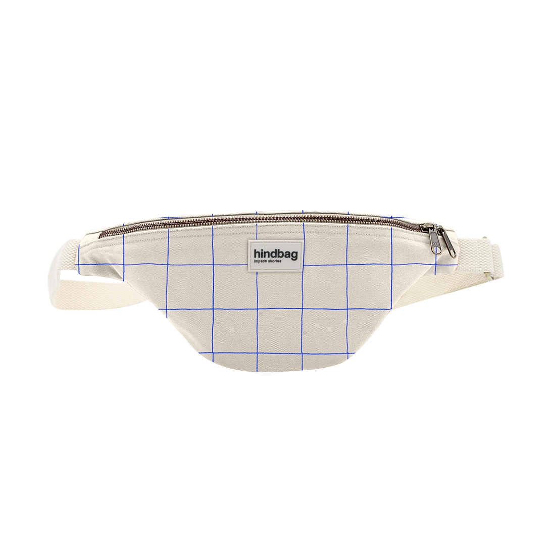 Bauchtasche Olivia Ecru/Blau kariert