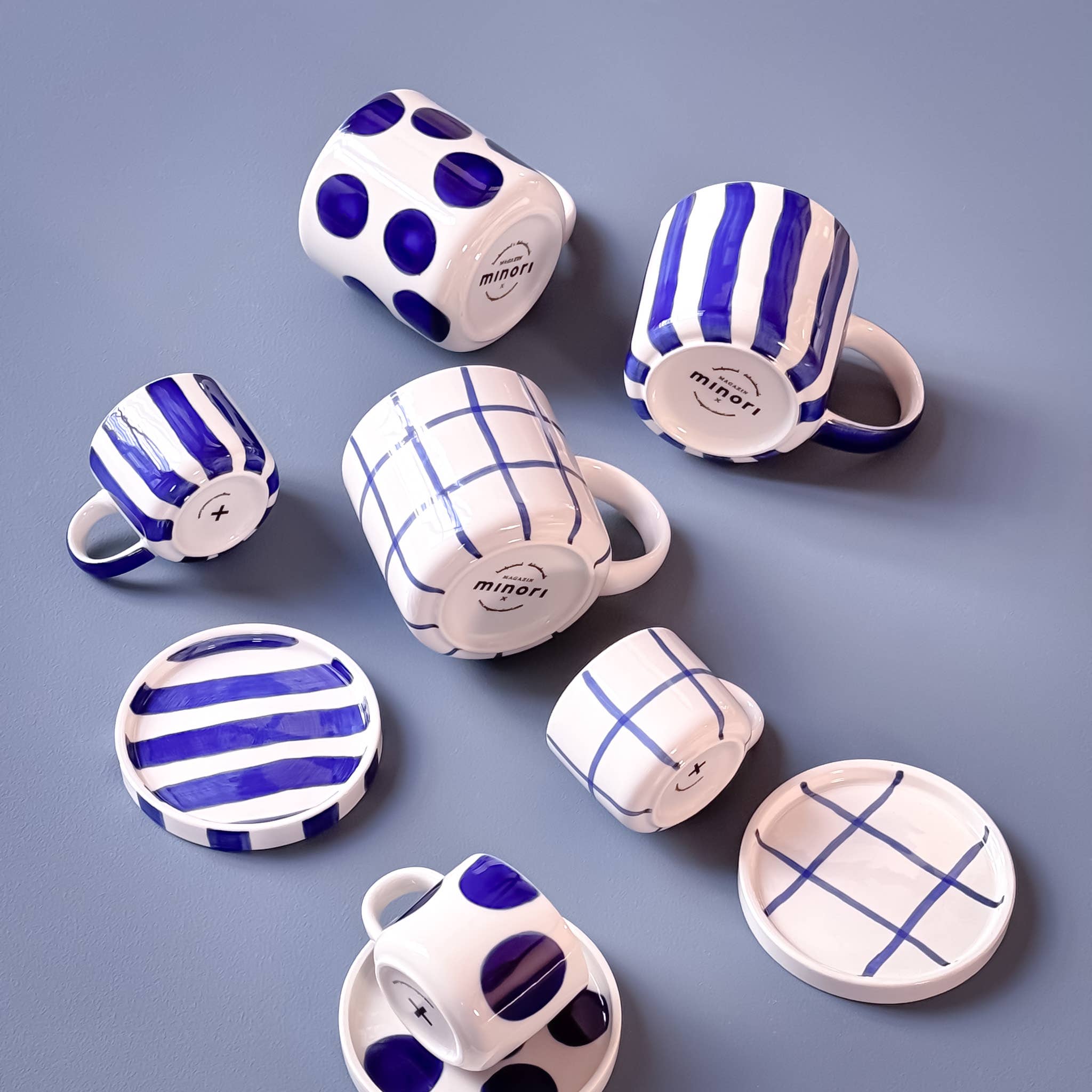 Espresso Grid - mare blue (2er Set - 4 Teile)