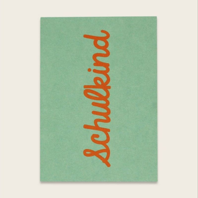 AvaundYves Postkarte 'Schulkind, grün/orange'