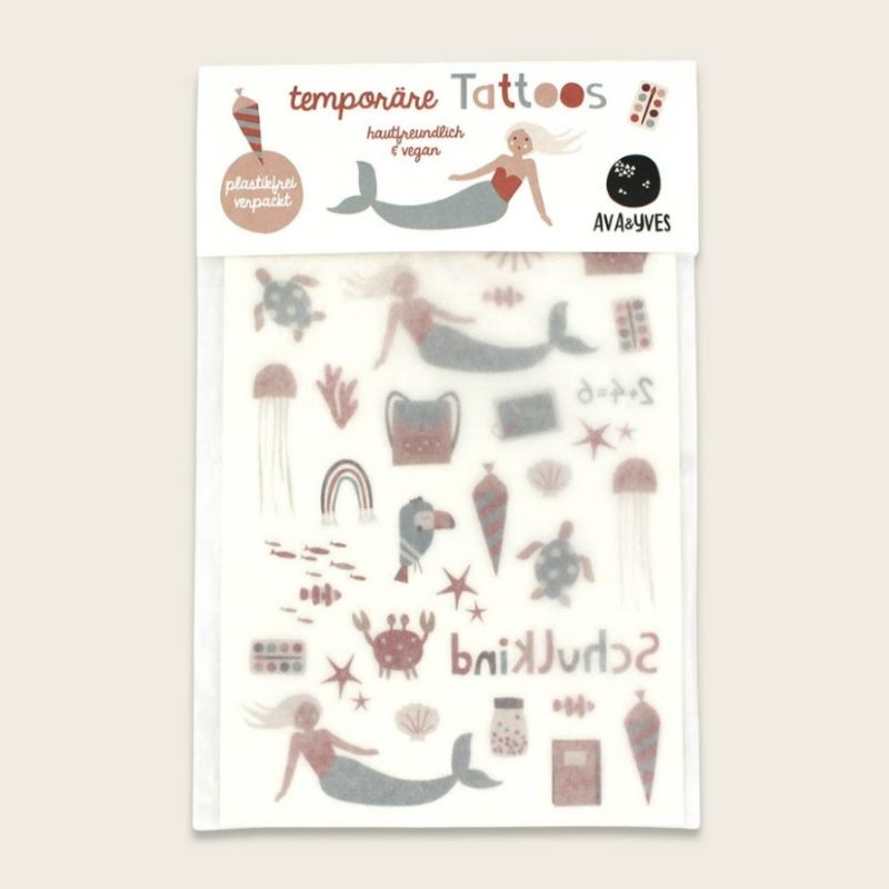 Ava&Yves Kindertattoo-Set 'Schulkind mit Glitzereffekt „Under The Sea“'