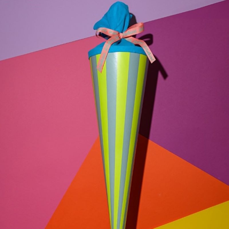 Schultüte 'Streifen, blau/türkis' (70cm) Ava&Yves