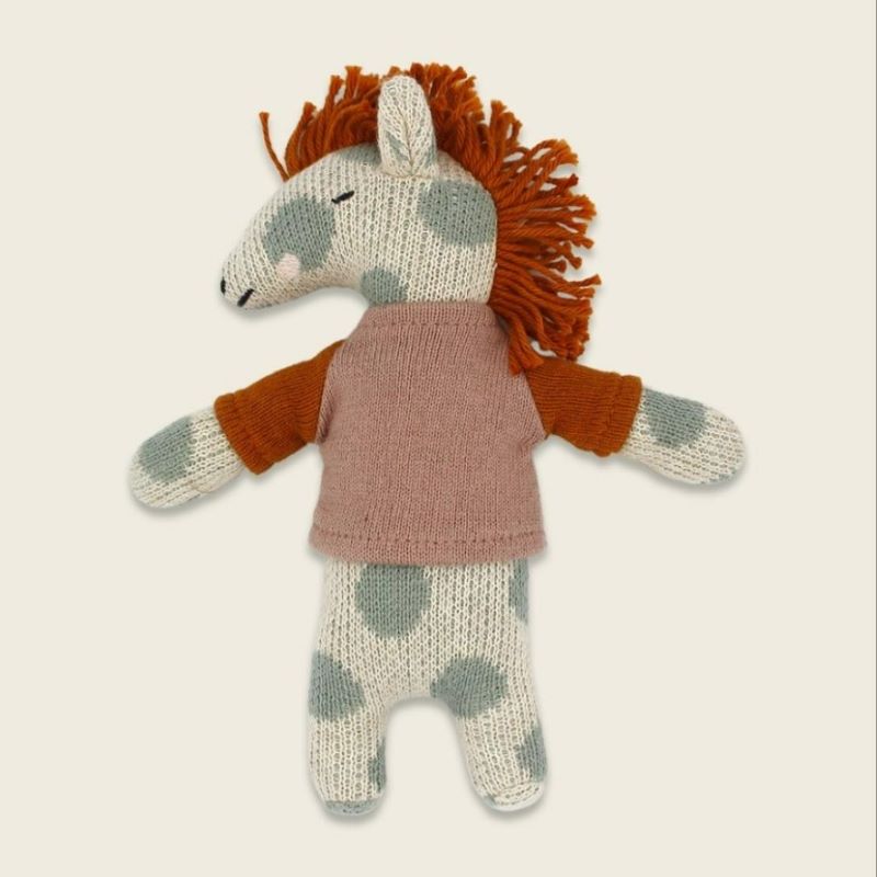 Ava&Yves Mini-Kuscheltier Pferd mit hellblauen Punkten, Höhe ca. 12 cm