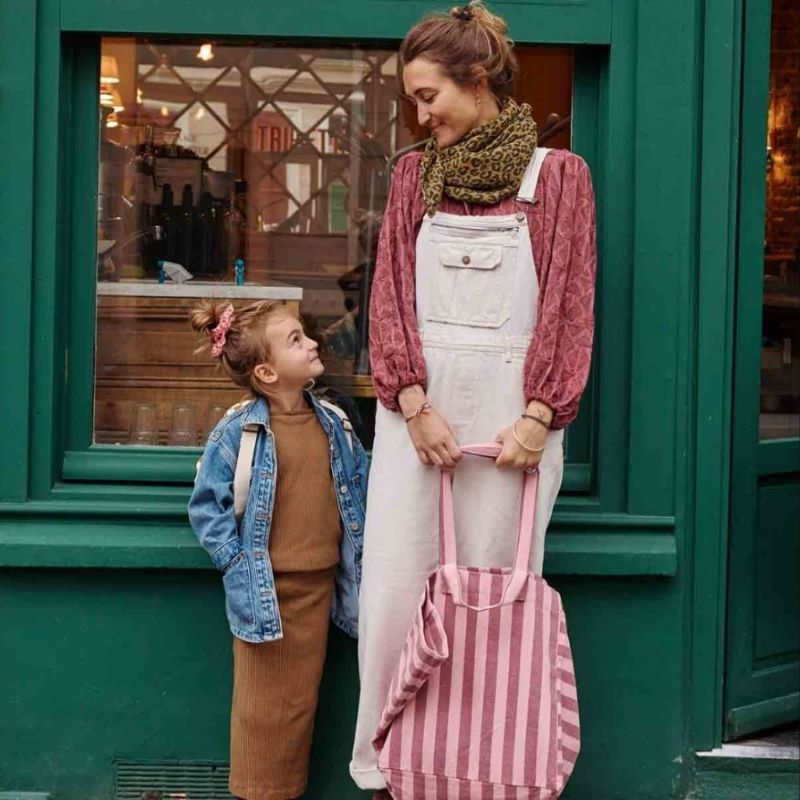 Rose in April Tote bag 'Elisa Burgunderrot/Rosa Stripes'