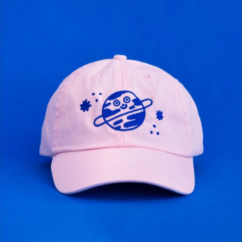 Ana Seixas Cap 'Playful Planet Cap // Light Pink & Blue'