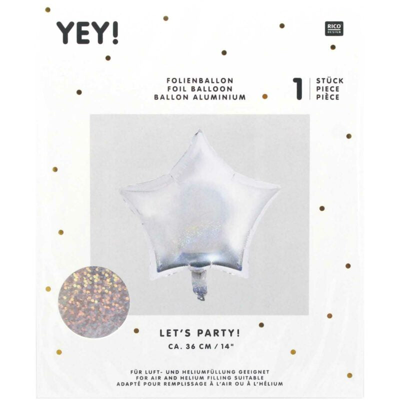 YEY! LET'S PARTY Folienballon 'SILBER / STERN / 36 CM'