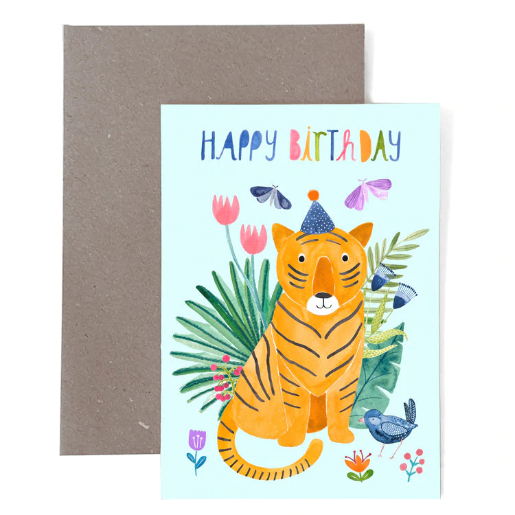 Klappkarte 'HAPPY BIRTHDAY mit Tiger'