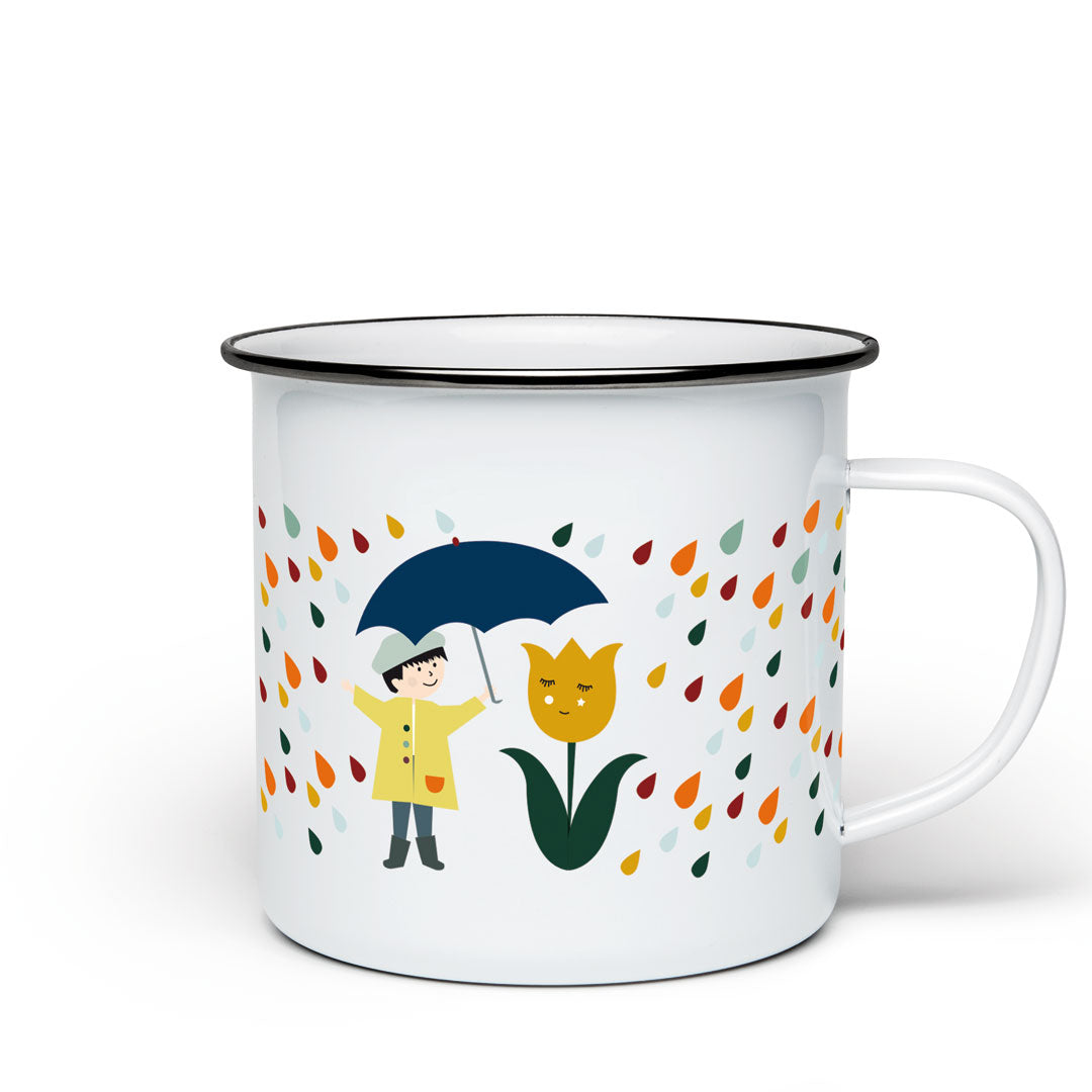 Emaille Becher 'Freunde Emaille Tasse'