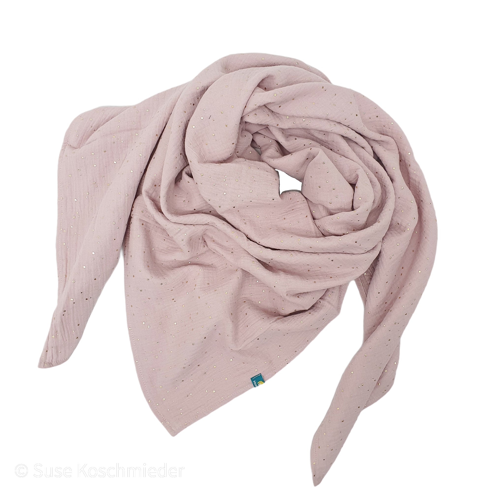 Musselintuch 'hellrosa mit goldenen Punkten'