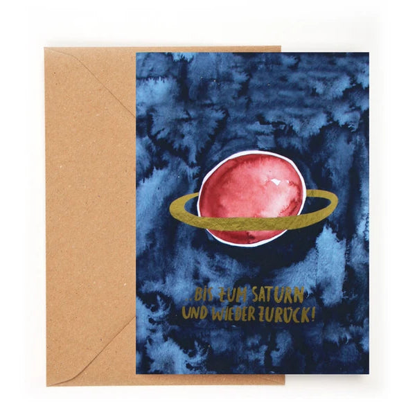 Klappkarte 'Bis zum Saturn und wieder zurück'