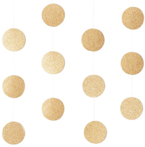 YEY! Let's Party Genähte Girlande 'KREISE/GLITTER' 1,7M