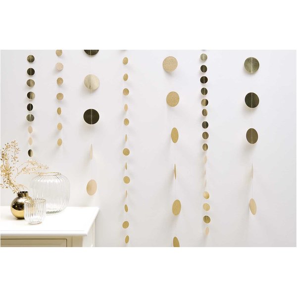 YEY! Let's Party Genähte Girlande 'KREISE/GLITTER' 1,7M