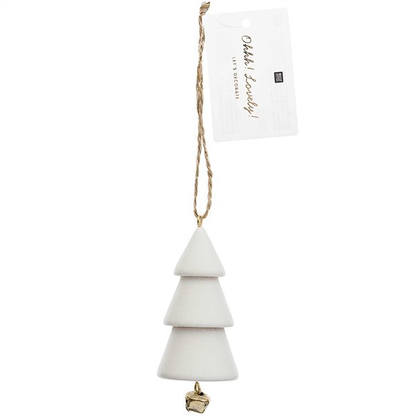Holzanhänger Tanne mit Glocke 'weiss'