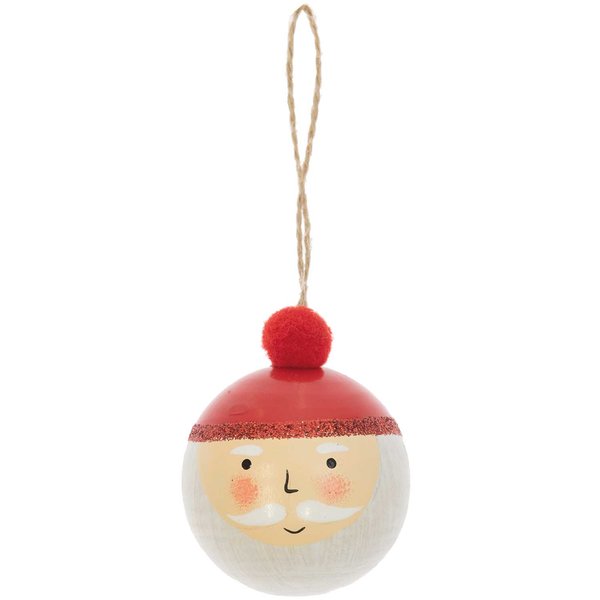 Holzhänger Weihnachtsmann Kugel 'rot-weiss'