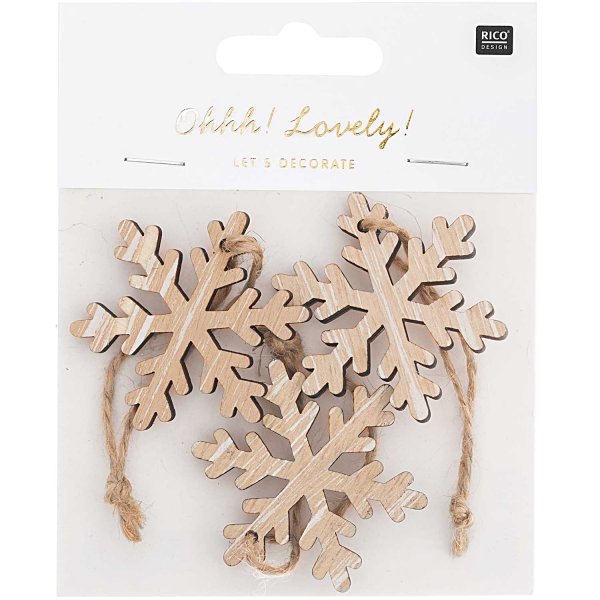 Holzhänger Schneeflocke 'natur'