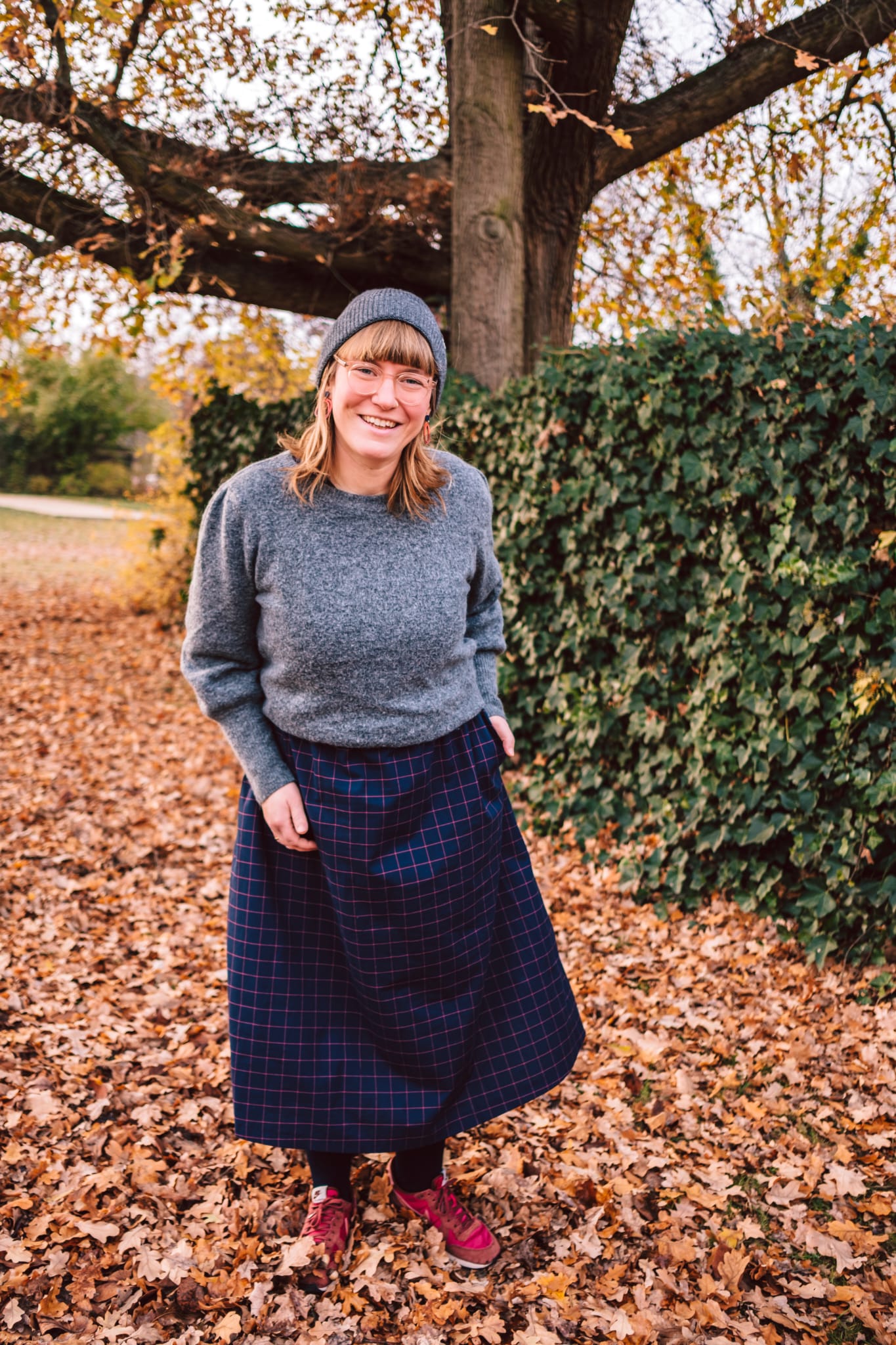 MidiKleid langarm 'Grid' verschiedene Farben