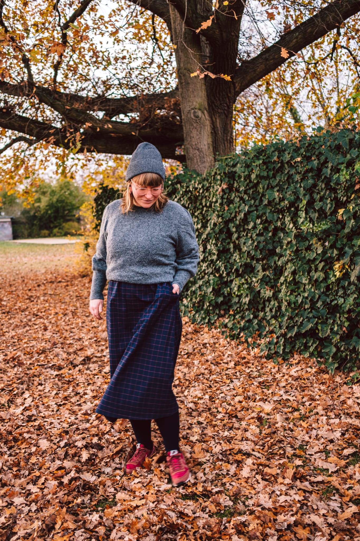 MidiKleid langarm 'Grid' verschiedene Farben