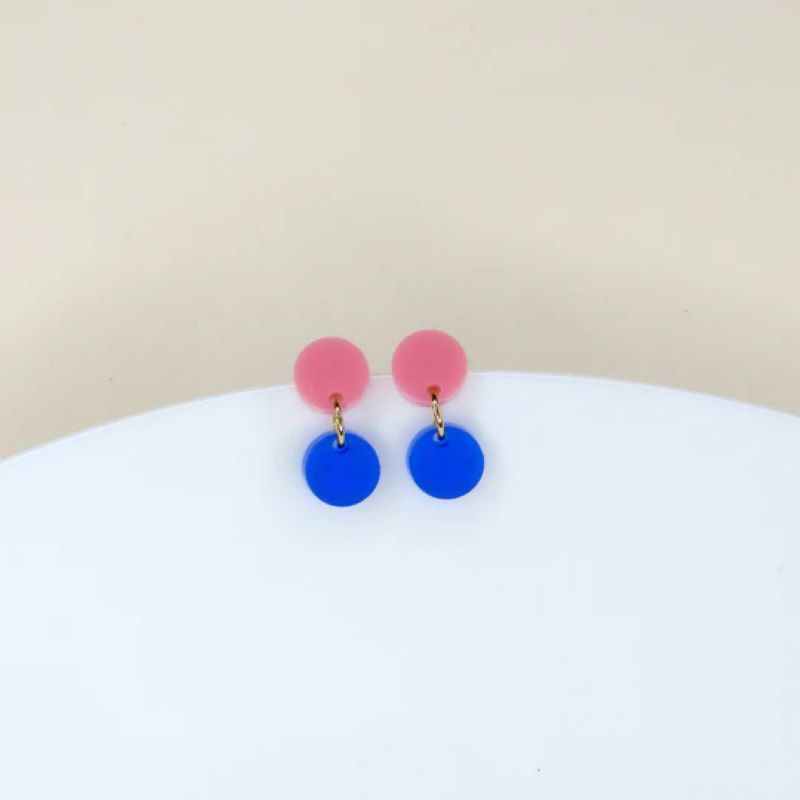 niemalsmehrohne Ohrringe 'Dotty Acryl in rosa tiefblau'