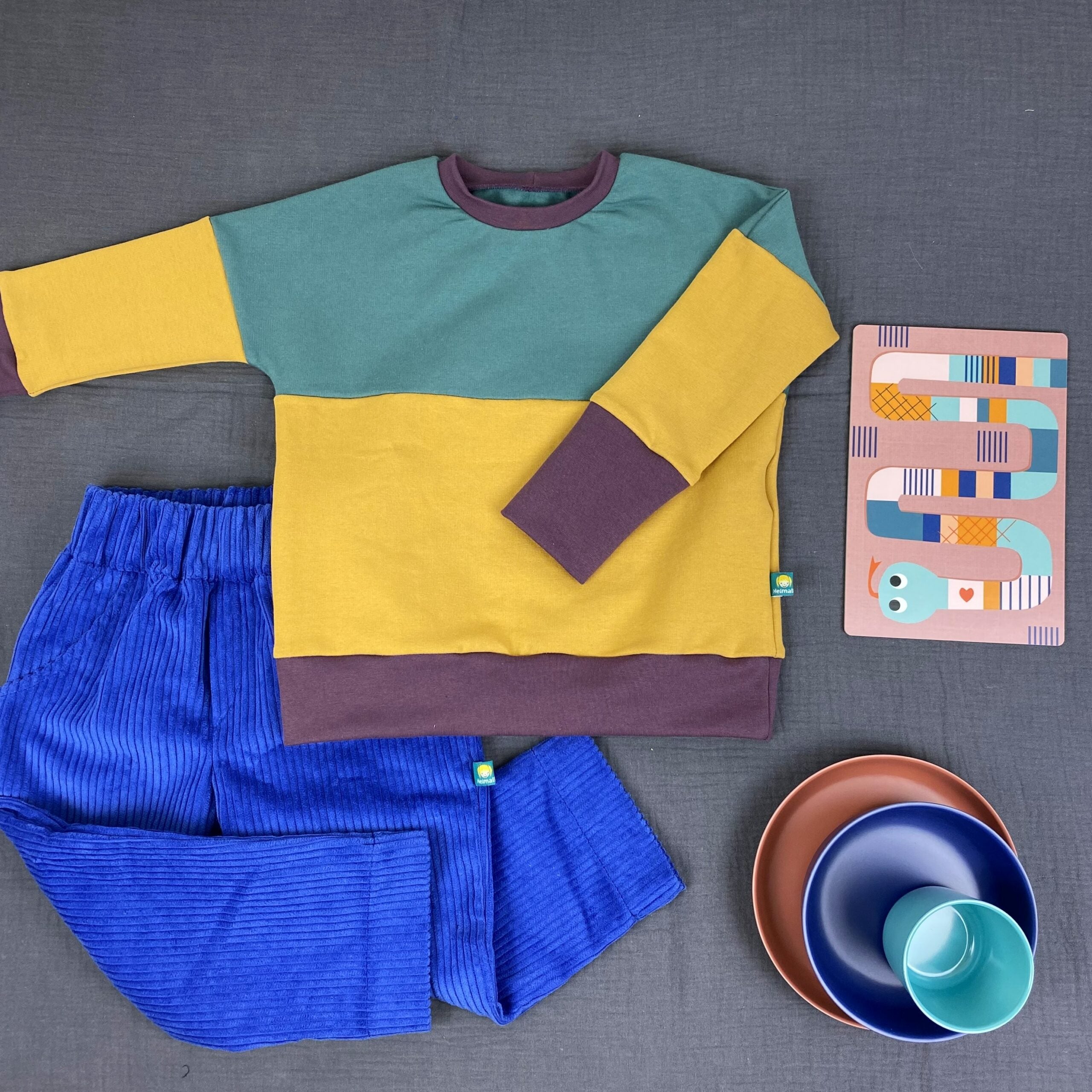 Oversize Pullover colourblocking mint/senf