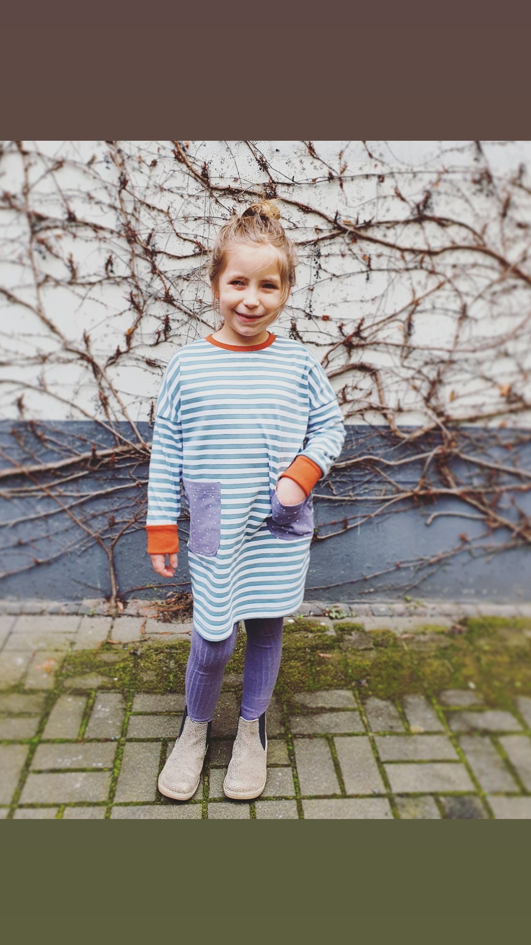Oversizekleid mit Taschen mint flieder rost Kinderkleid