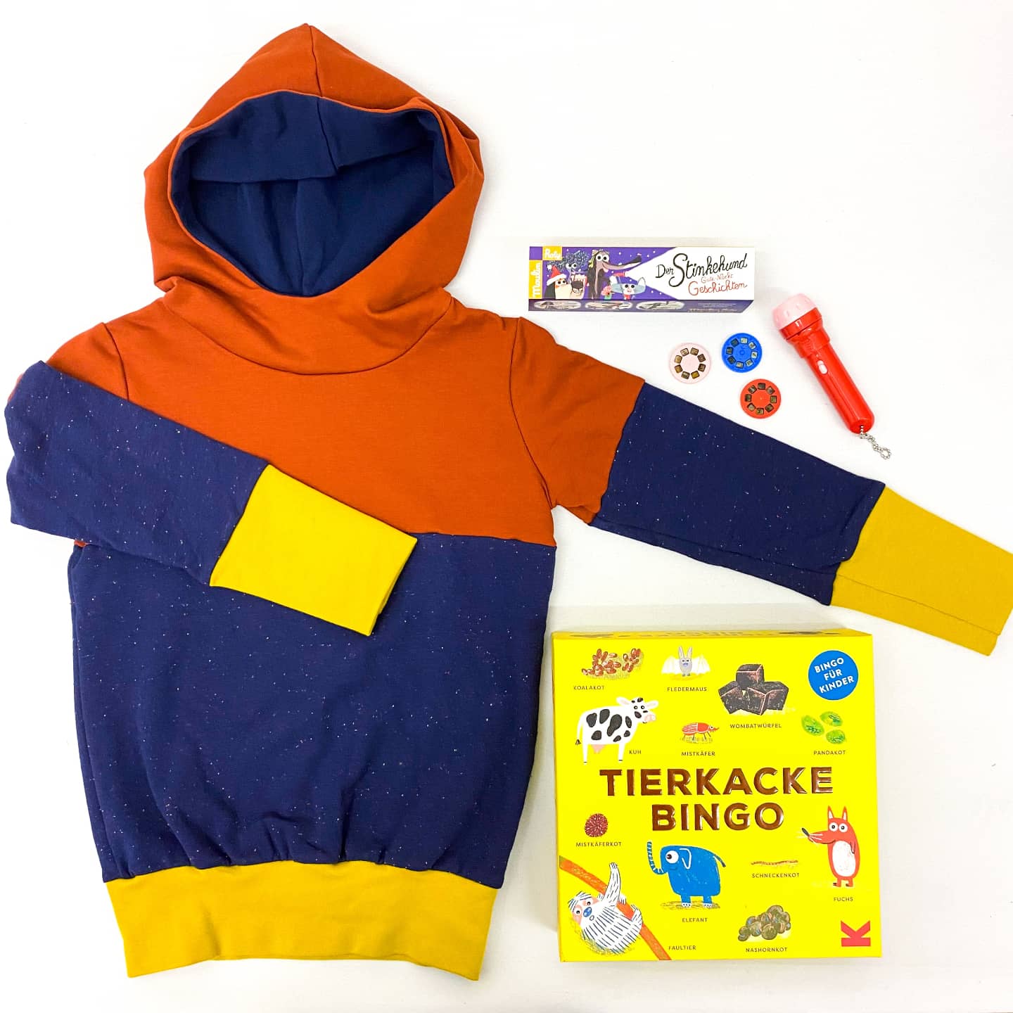 Hoody Colorblocking 'Rost dunkelblau senf'