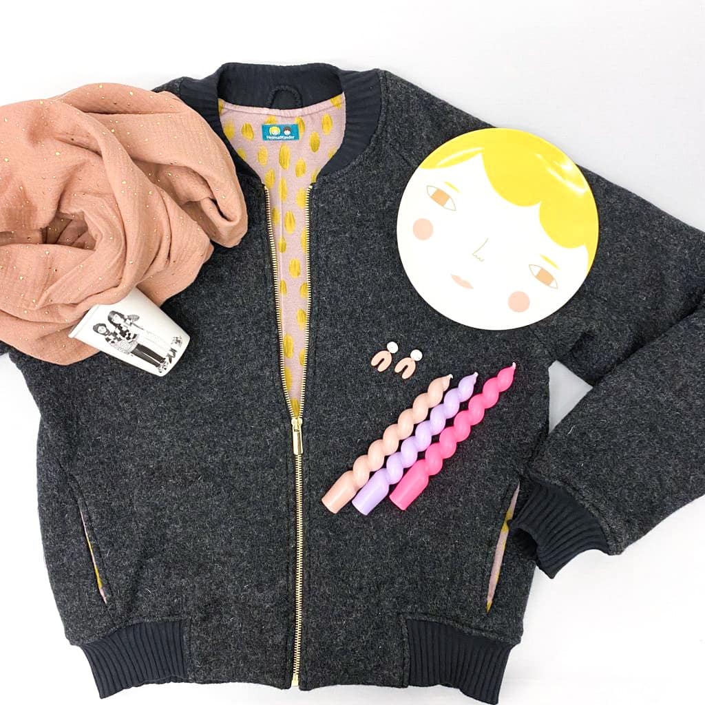 Bomberjacke Wollwalk anthrazit/Futter auf Wunsch