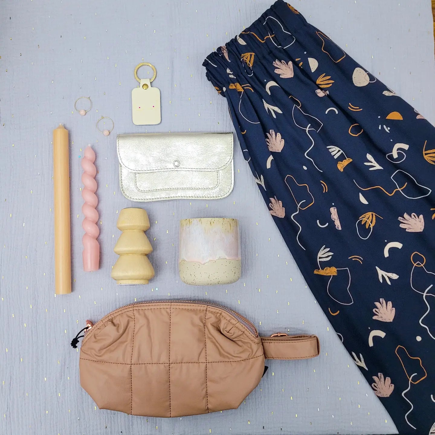 Viskoserock 'dunkelblau altrosa'