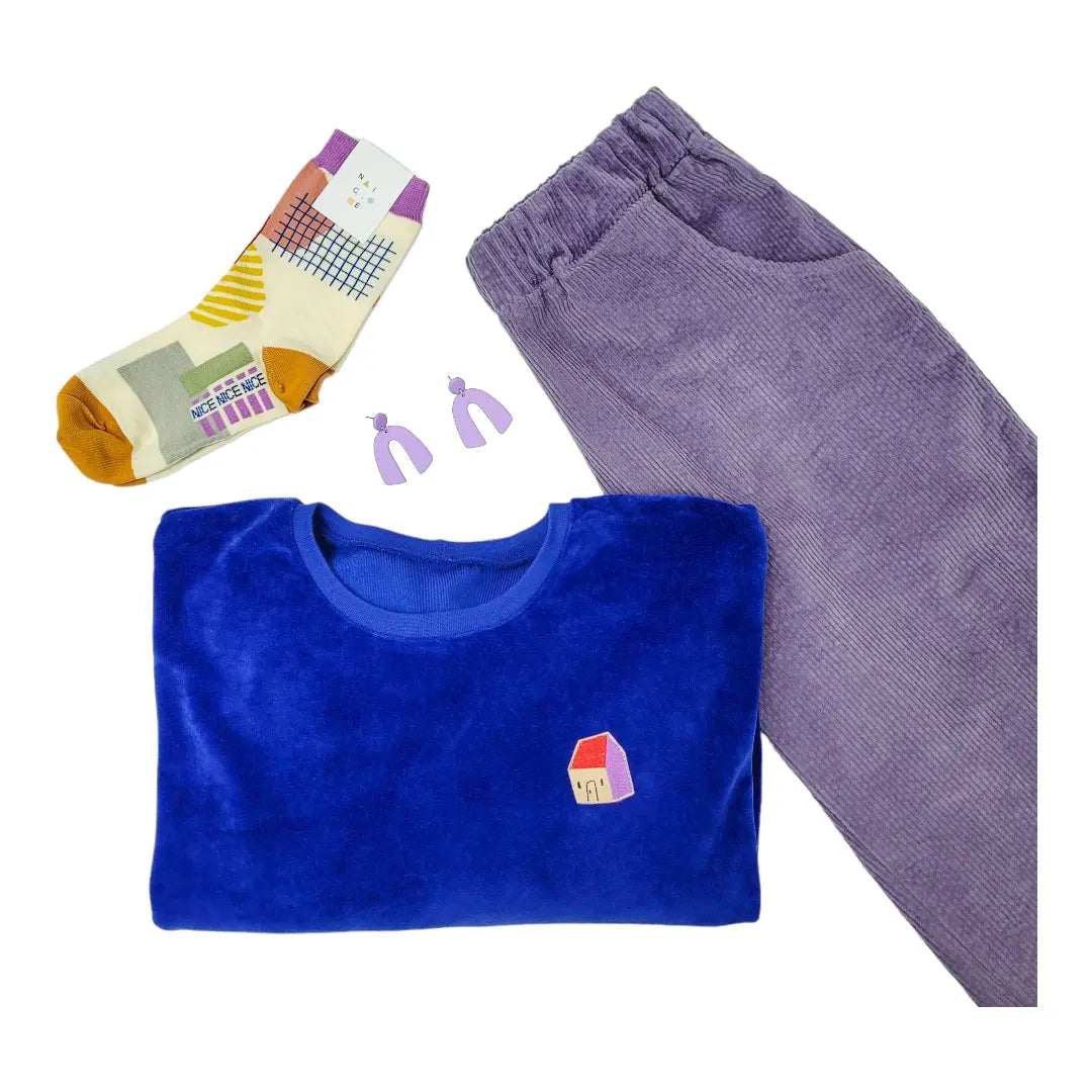 Pullover knallblau Nicki mit Haus Patch