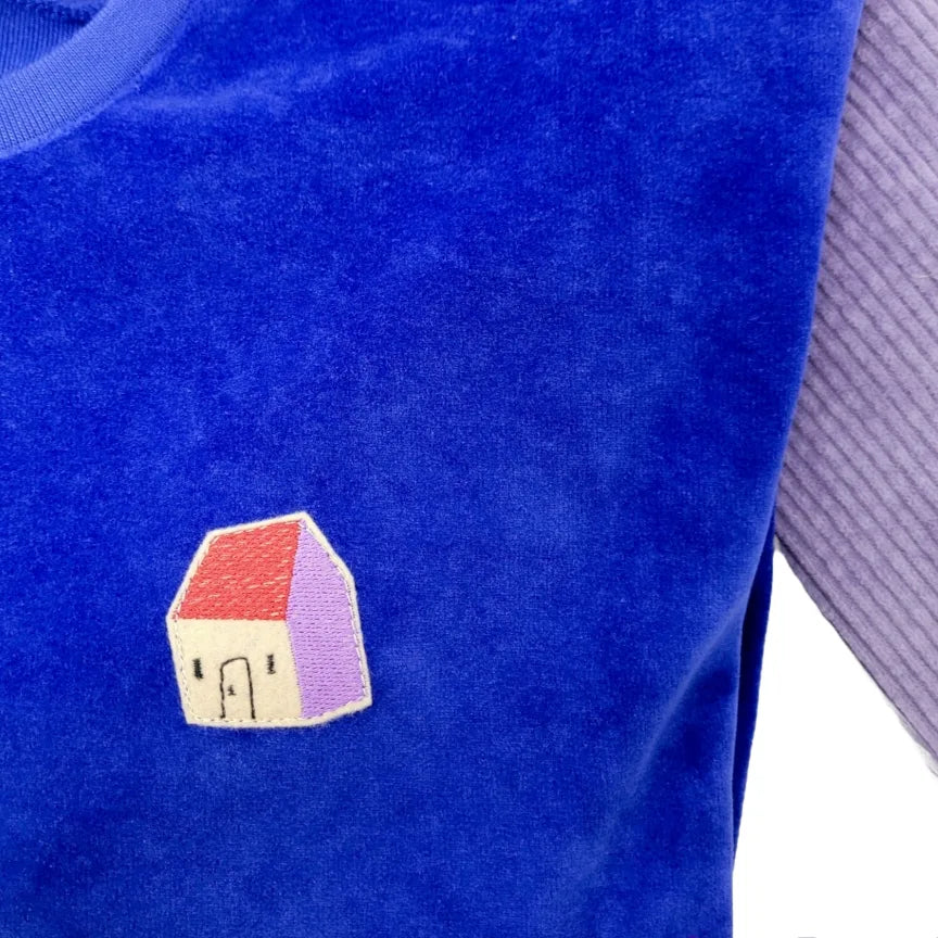 Pullover knallblau Nicki mit Haus Patch