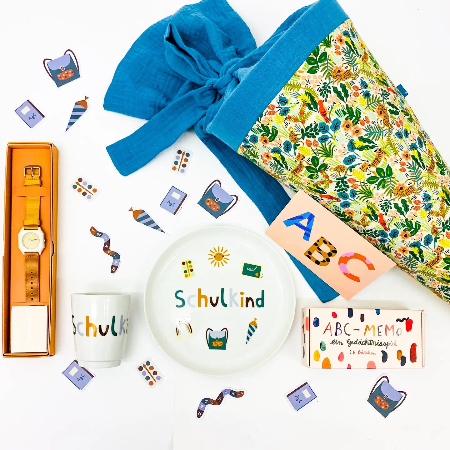 Schultüte 'Dschungel mini hell/Musselin '