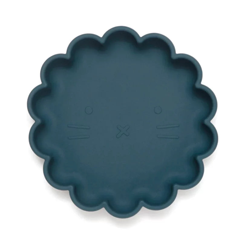 Petit Monkey SilikonTeller mit Saugboden 'LÖWE/Balsam Blue'
