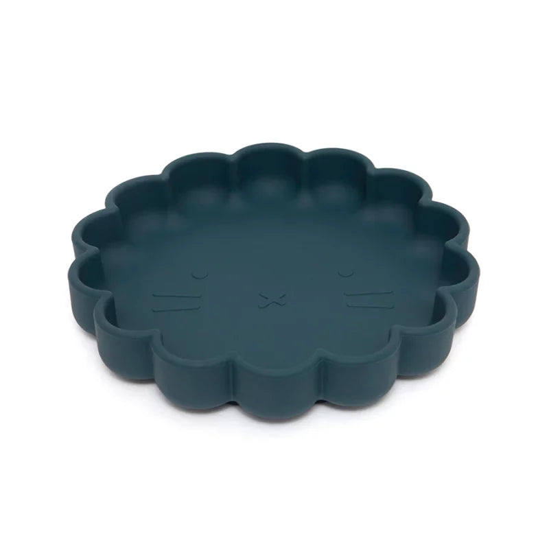 Petit Monkey SilikonTeller mit Saugboden 'LÖWE/Balsam Blue'
