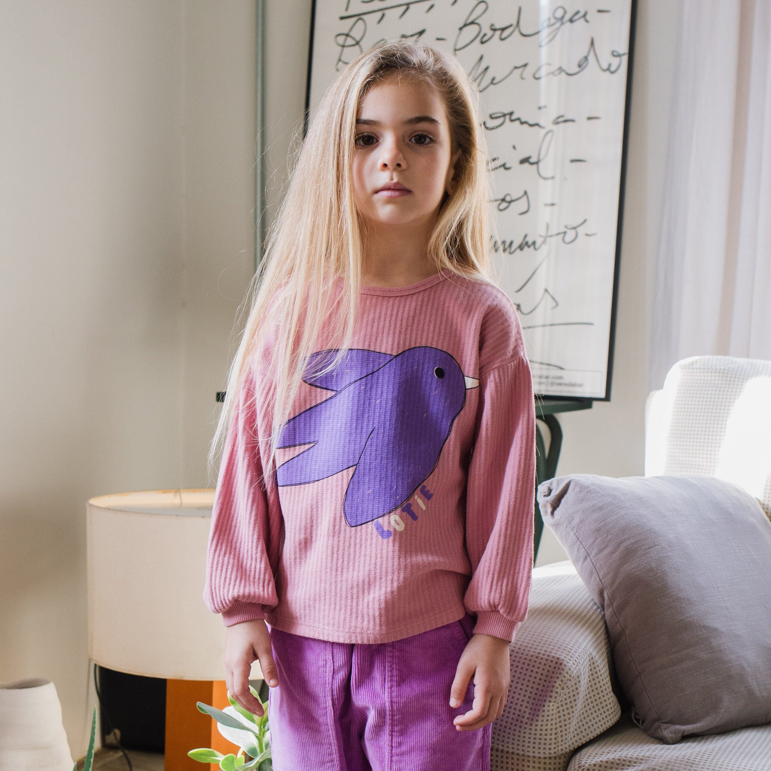 Lötiekids BIRD TEXTURED ROSE TSHIRT