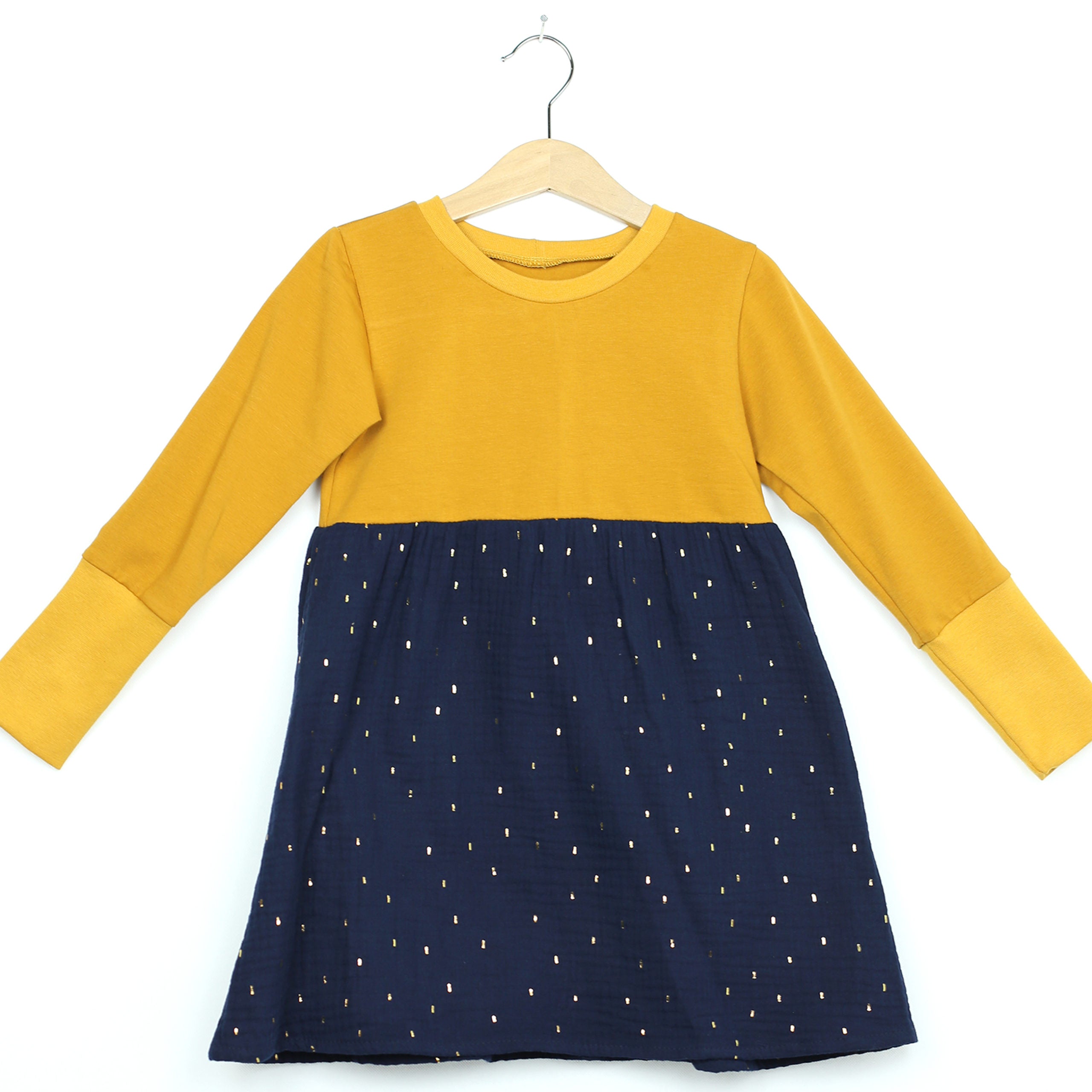 Kinderkleid Kleid gold/Striche