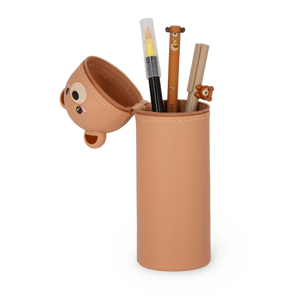 2-in-1-Federmäppchen aus Silikon Teddy Bear „Dream Big“