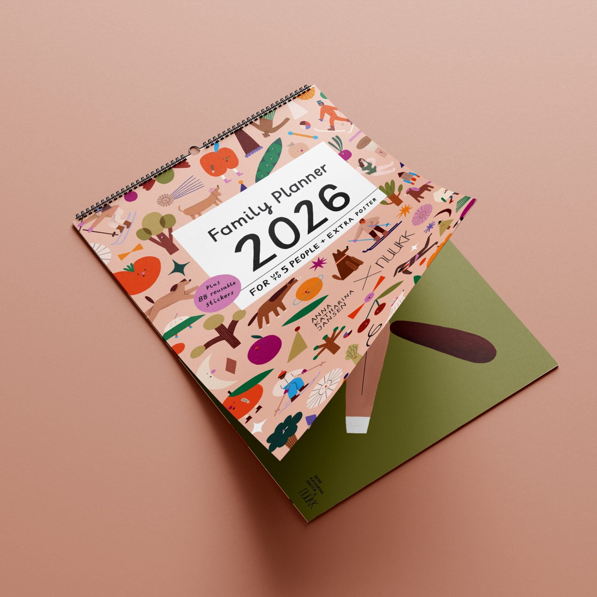 Familienkalender „Ponys u. Picknick“ 2026 inkl. Poster + 88 Sticker NUUKK